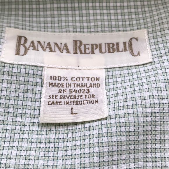 Banana Republic Green Check Button Down Shirt - L - Picture 3 of 8